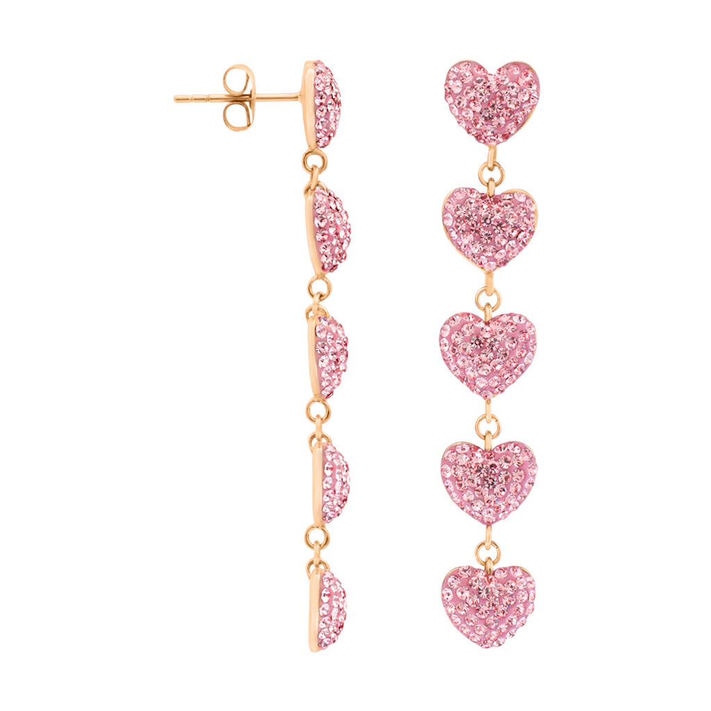 Orecchini Pendenti Lady Phantasya Acciaio Rosa Cristallo - Orecchini Pendenti Donna | Stroili