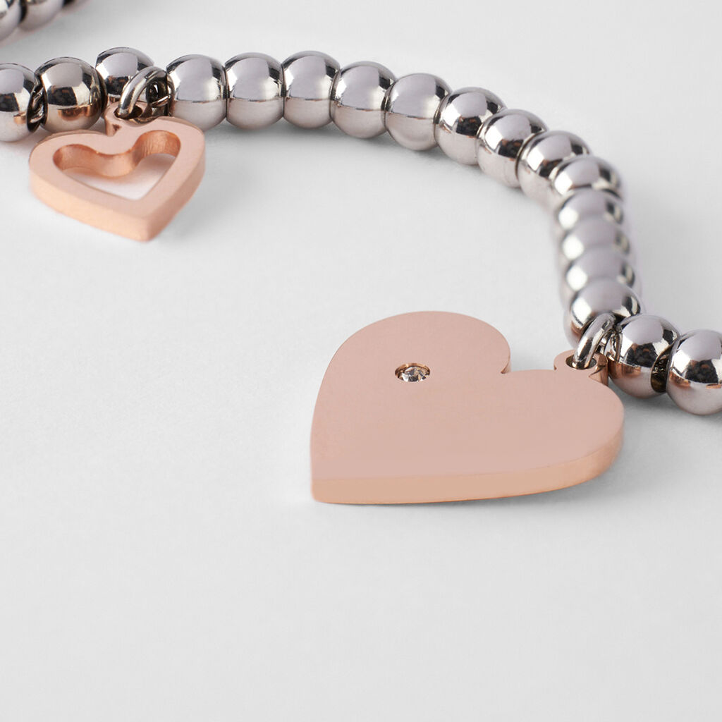 Bracciale Lady Chic Acciaio Bicolore Bianco / Rosa Cristallo - Bracciali con Incisione Donna | Stroili
