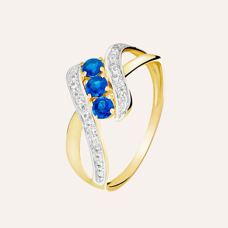 Anello Trilogy Charlotte Oro Giallo Zaffiro Diamante - Anelli con Pietre Donna | Stroili
