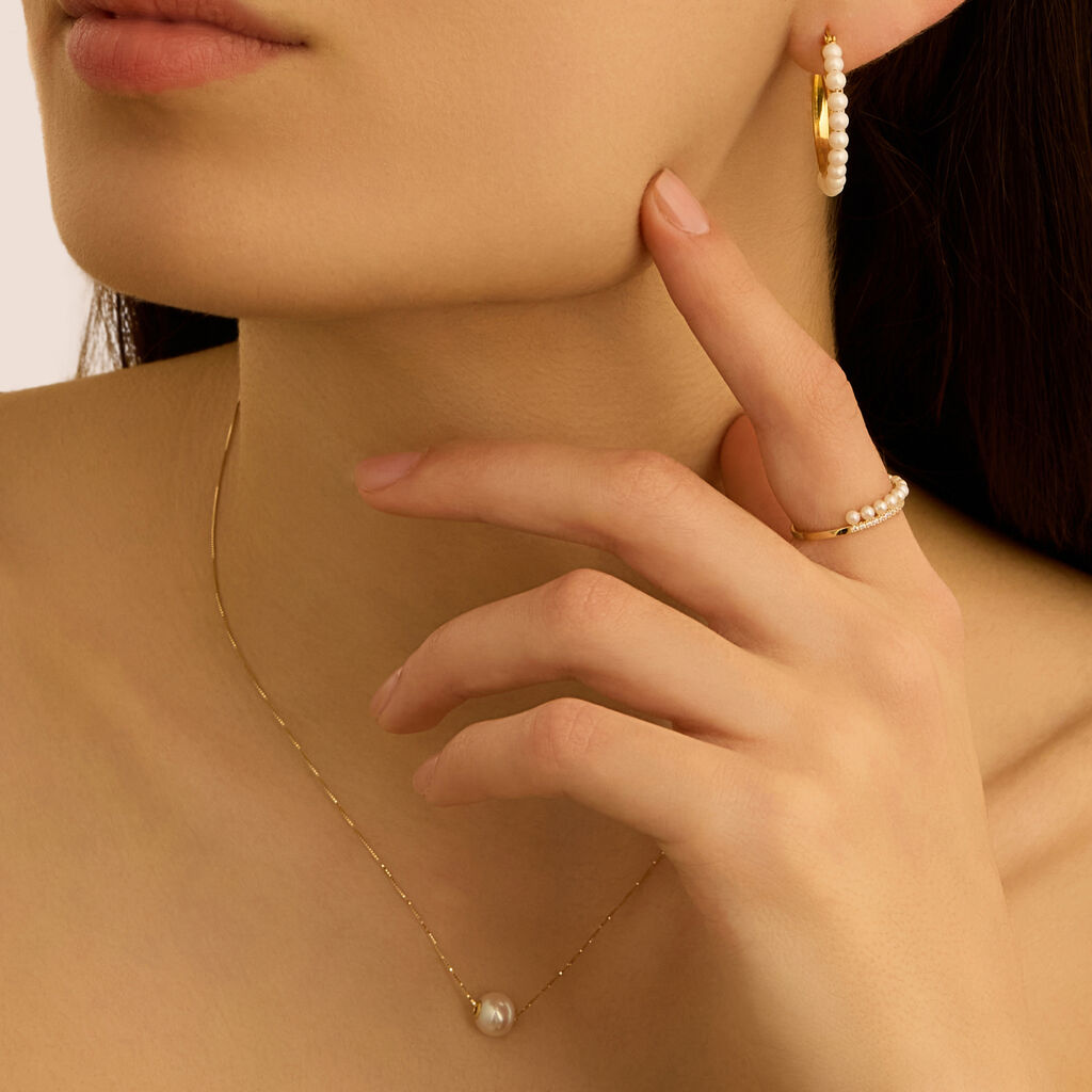 Collana Gabrielle Oro Giallo Perla D'Acqua Dolce