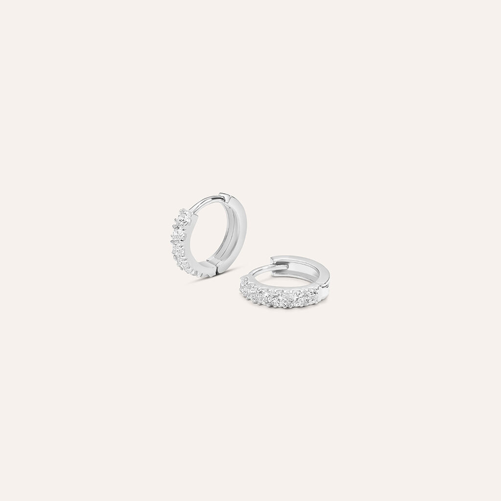 Orecchini A Cerchio Toujours Oro Bianco Cubic Zirconia - Orecchini a Cerchio Donna | Stroili