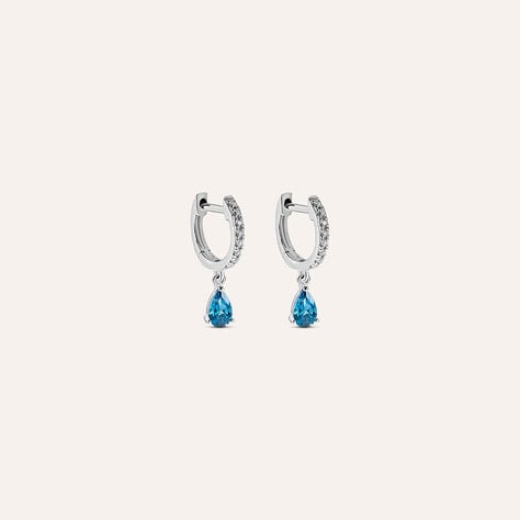 Orecchini A Cerchio Amélie Oro Bianco Topazio Cubic Zirconia - Orecchini Pendenti Donna | Stroili