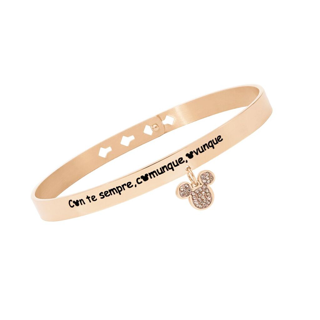 Bangle Lady Message Acciaio Rosato Disney e Cristalli