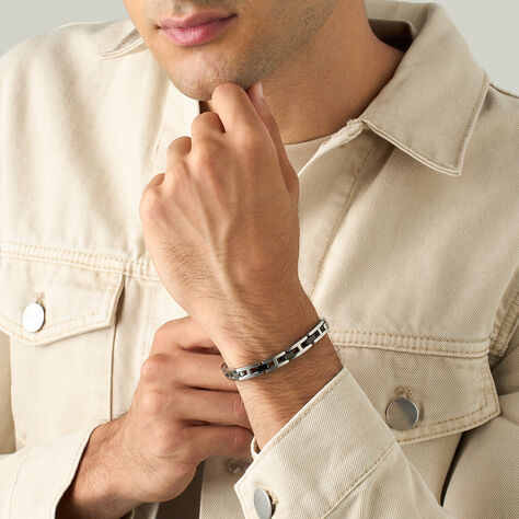 Bracciale Man Code Acciaio Bicolore Bianco / Nero - Bracciali Uomo | Stroili