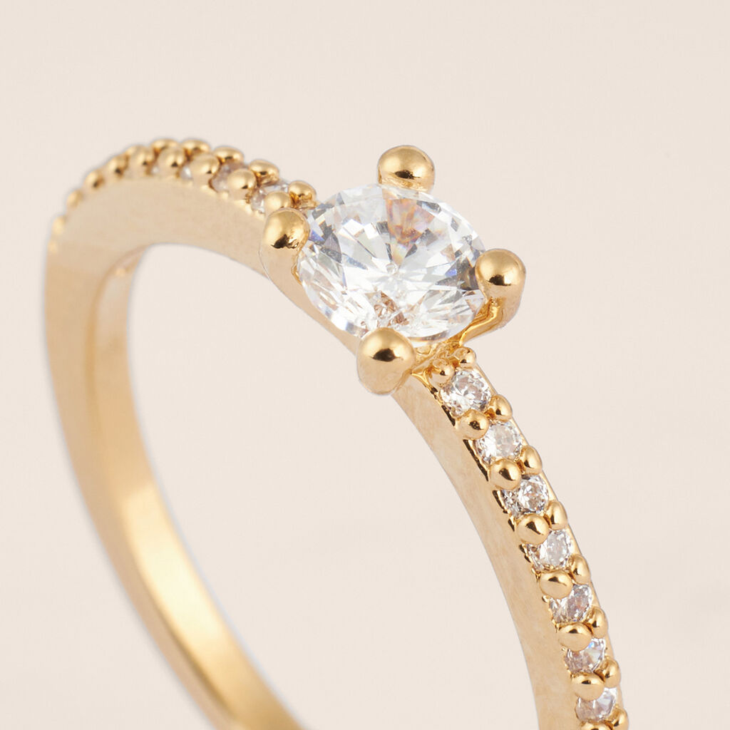 Anello Solitario Golden Dream Placcato Oro Giallo Cubic Zirconia - Anelli con Pietre Donna | Stroili