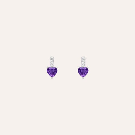 Orecchini Lobo Punto Luce Amélie Oro Bianco Ametista Cubic Zirconia - Orecchini a Lobo Donna | Stroili