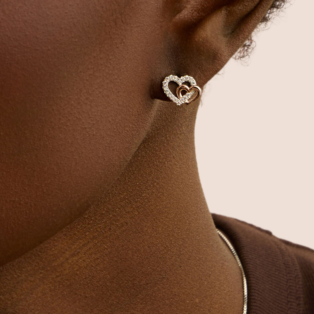 Orecchini Lobo Silver Moments Argento Bicolore Bianco / Rosa Cubic Zirconia - Orecchini a Lobo Donna | Stroili
