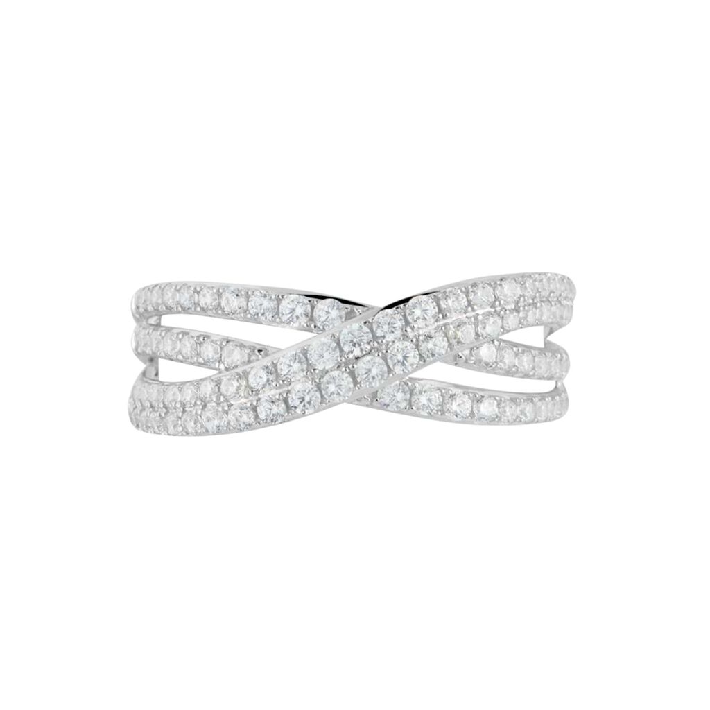 Anello Fascia Claire Oro Bianco Cubic Zirconia - Anelli a Fascia Larga Donna | Stroili