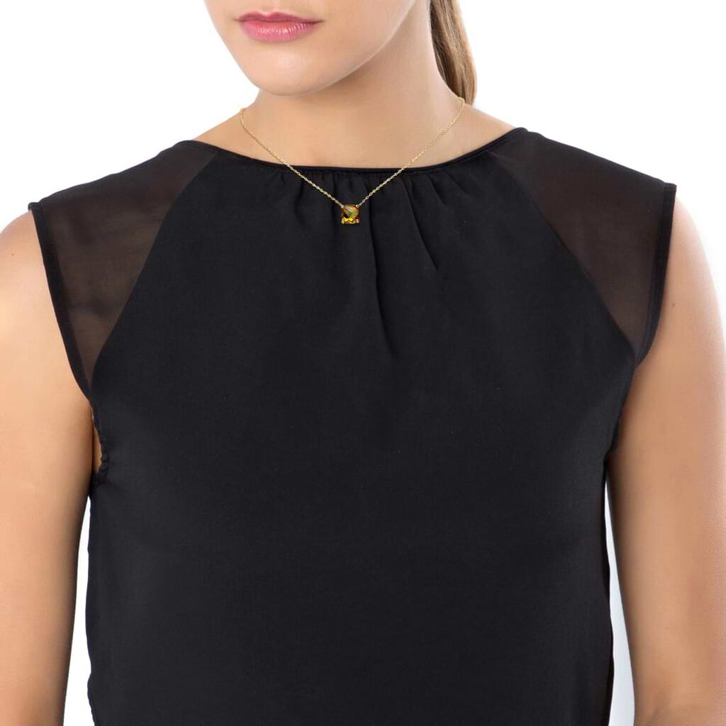 Girocollo placcato oro con pietra color ambra - Collane Donna | Stroili