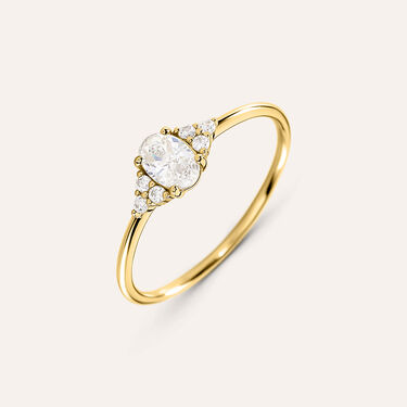 Anello Solitario Silver Glow Argento Dorato Cubic Zirconia