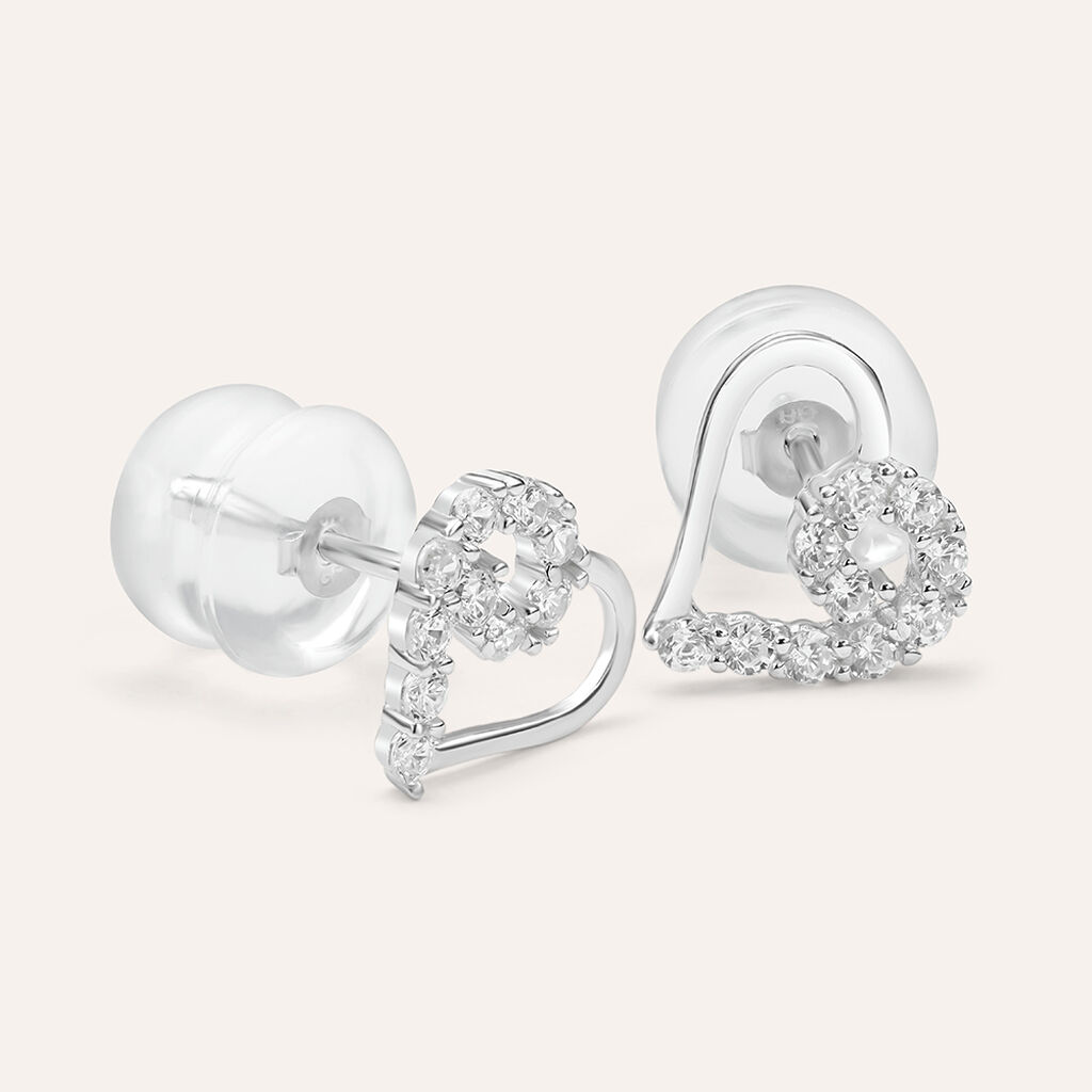 Orecchini Lobo Bon Ton Oro Bianco Cubic Zirconia - Orecchini a Lobo Donna | Stroili