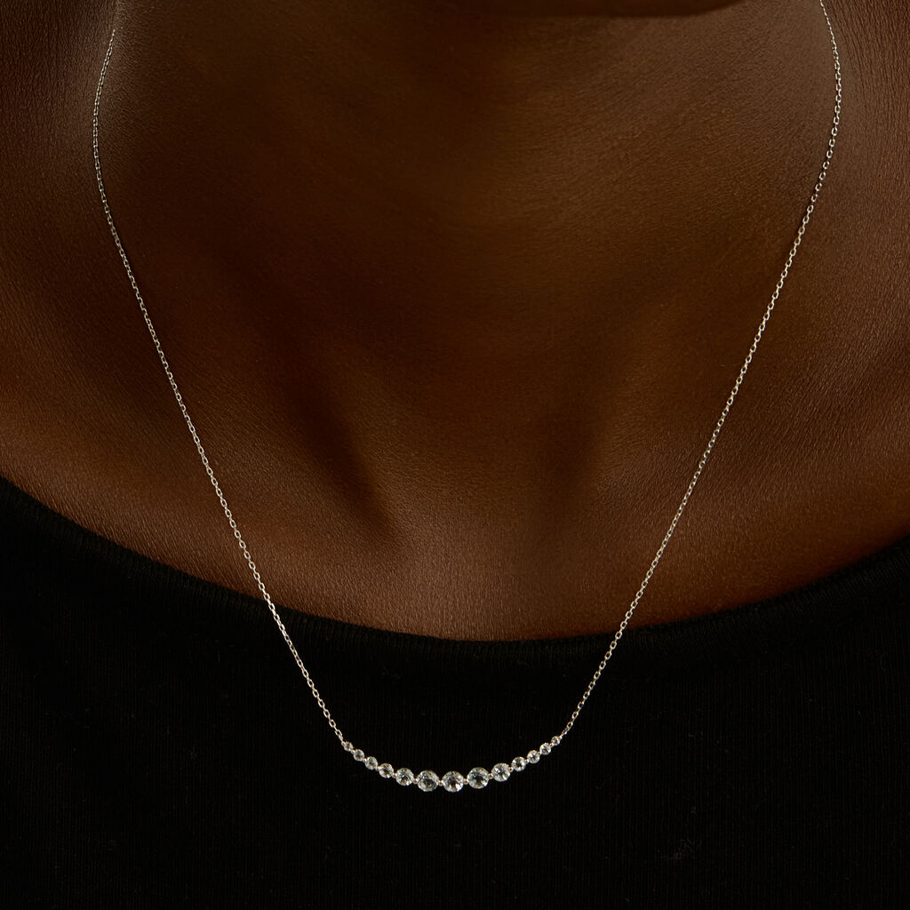 Collana Amélie Oro Bianco Topazio