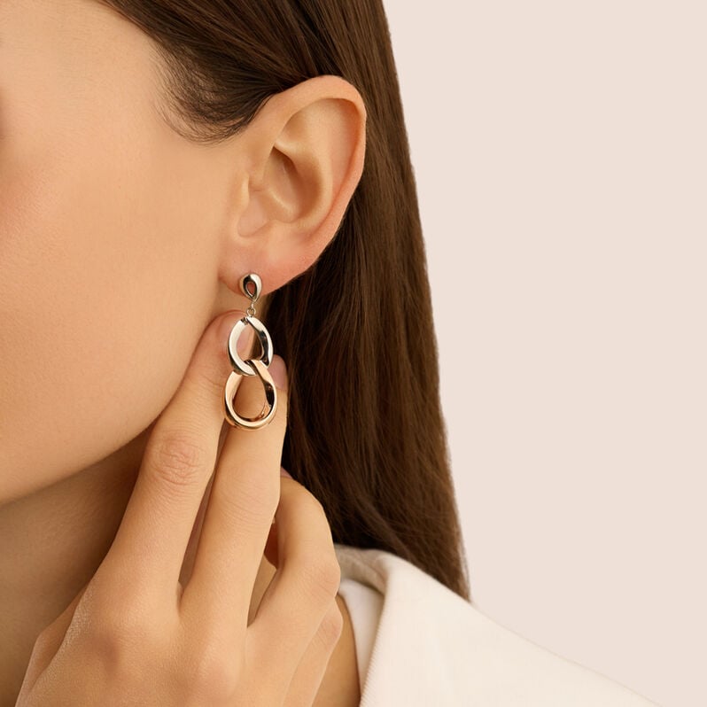 Orecchini Pendenti Sunrise Acciaio Bicolore Bianco / Rosa - Orecchini Pendenti Donna | Stroili