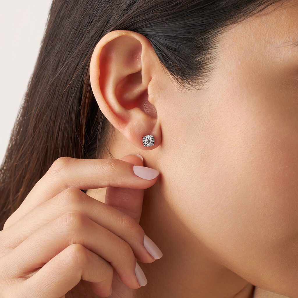 Orecchini Lobo Punto Luce Diamotion Oro Bianco Diamante - Orecchini a Lobo Donna | Stroili