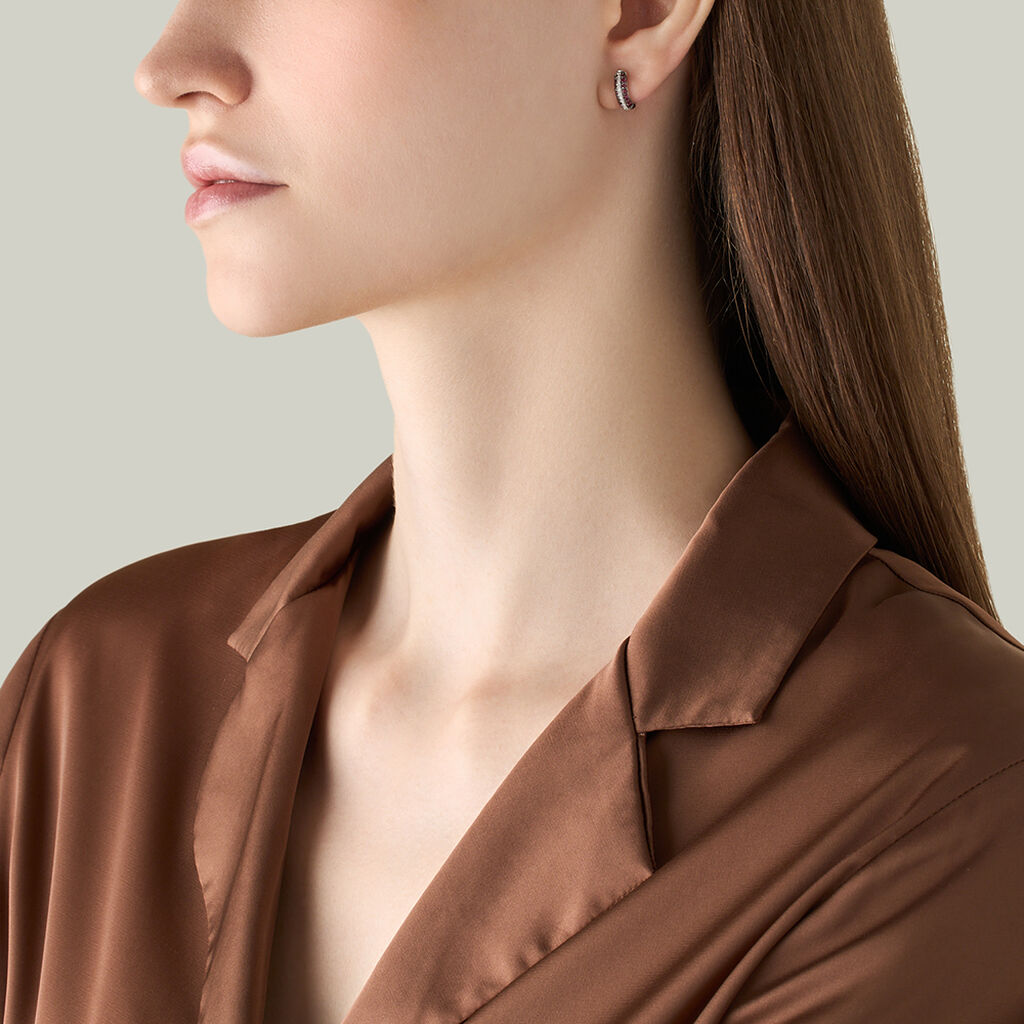 Orecchini A Cerchio Charlotte Oro Bianco Rubino Diamante - Orecchini a Cerchio Donna | Stroili
