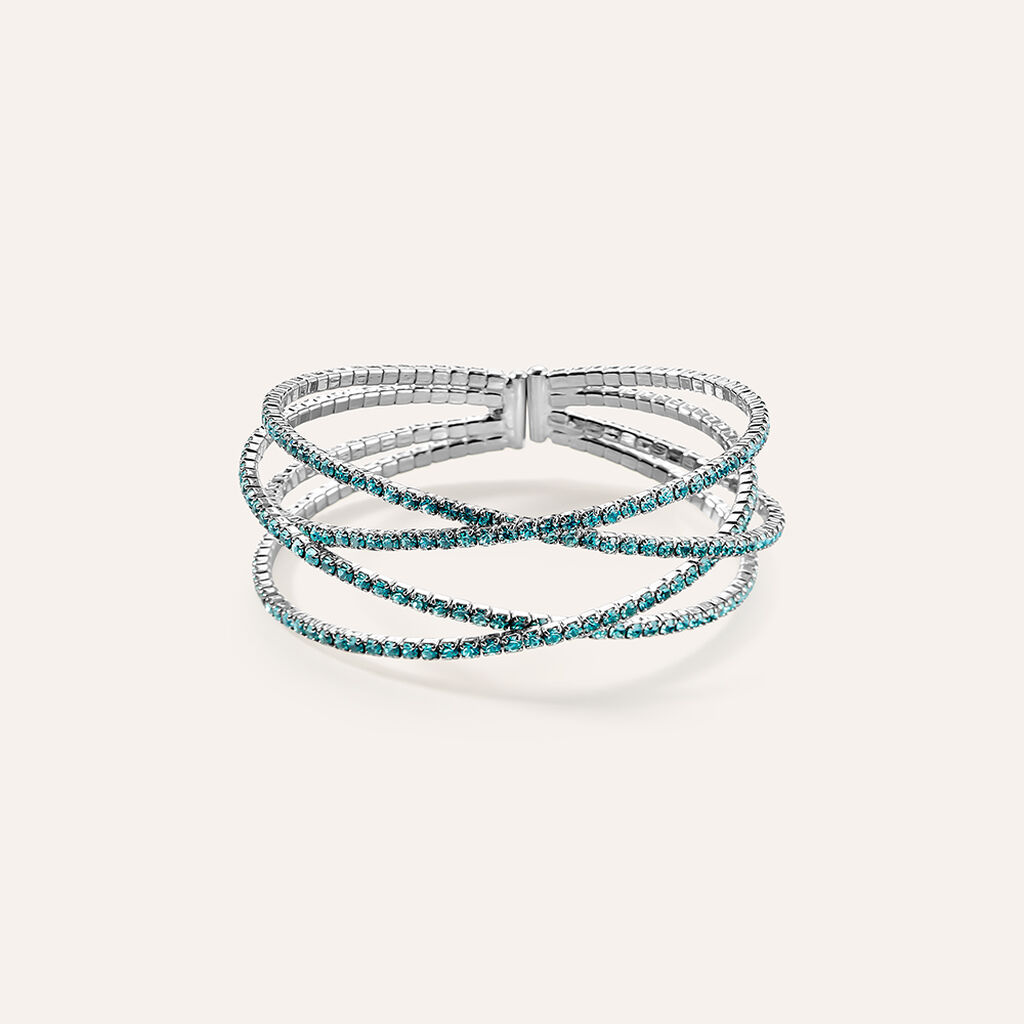 Bracciale bangle in metallo rodiato e cristalli