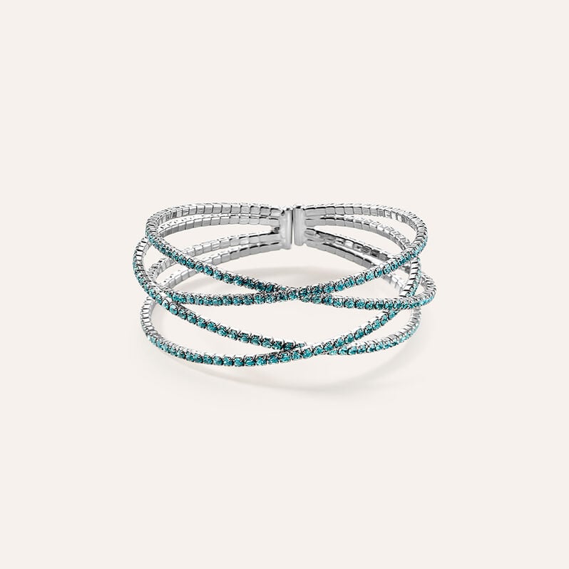 Bracciale bangle in metallo rodiato e cristalli - Bracciali Donna | Stroili