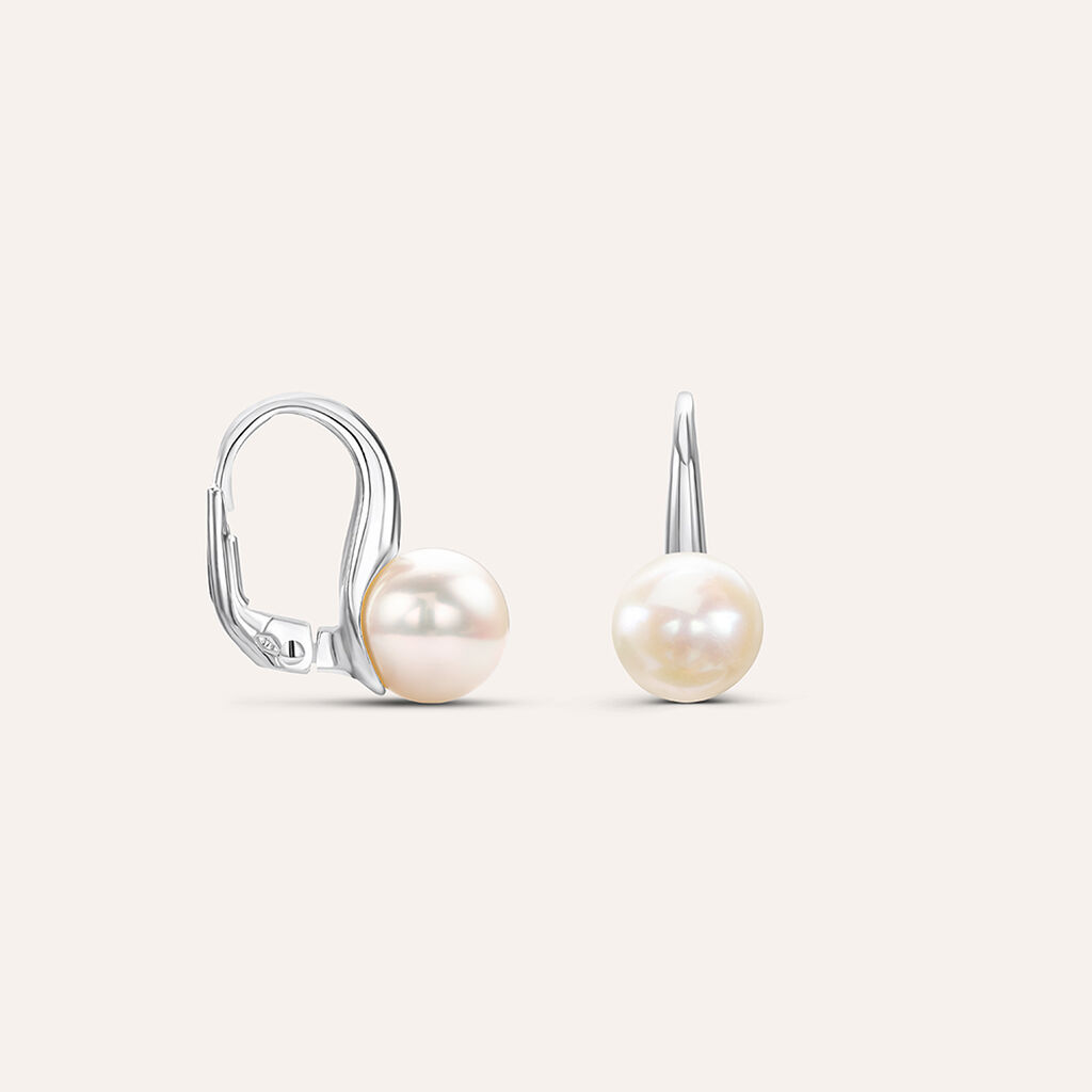 Orecchini Lobo Monachella Gabrielle Oro Bianco Perla D'Acqua Dolce