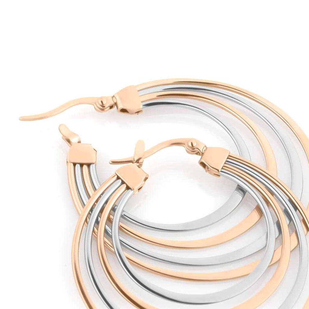 Orecchini A Cerchio Lady Code Acciaio Bicolore Bianco / Rosa - Orecchini a Cerchio Donna | Stroili