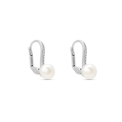 Orecchini Lobo Gabrielle Precious Oro Bianco Perla D'Acqua Dolce Diamante - Orecchini a Lobo Donna | Stroili