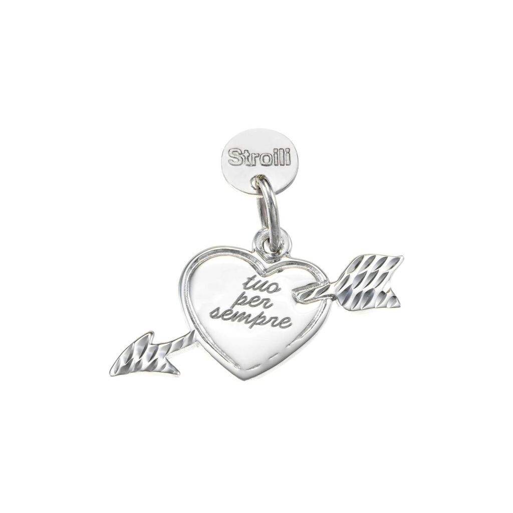 Non ci lasceremo mai. Charm in argento 925 rodiato diamantato con incisione - Charms  | Stroili