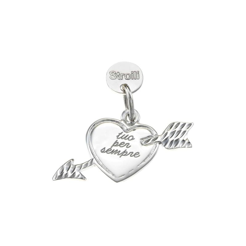 Non ci lasceremo mai. Charm in argento 925 rodiato diamantato con incisione - Charms  | Stroili