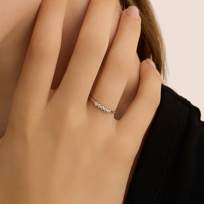 Anello Riviere Grace Oro Bianco Diamante - Anelli Riviere Donna | Stroili