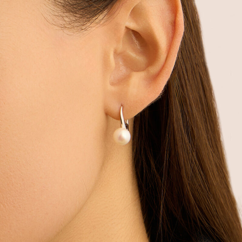 Orecchini Lobo Monachella Gabrielle Oro Bianco Perla D'Acqua Dolce - Orecchini a Lobo Donna | Stroili