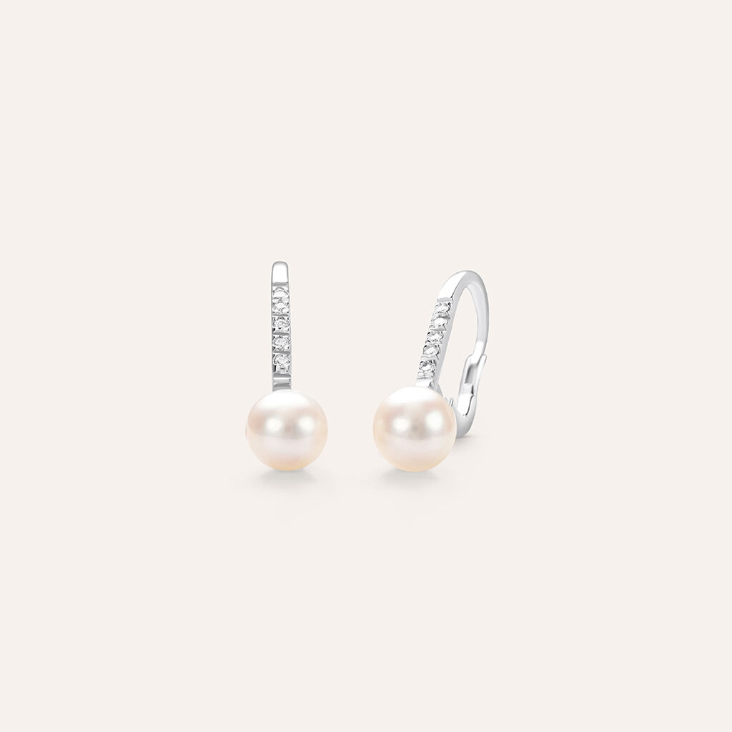 Orecchini Pendenti Gold Pearls Oro Bianco Perla D'Acqua Dolce Diamante - Orecchini Pendenti Donna | Stroili