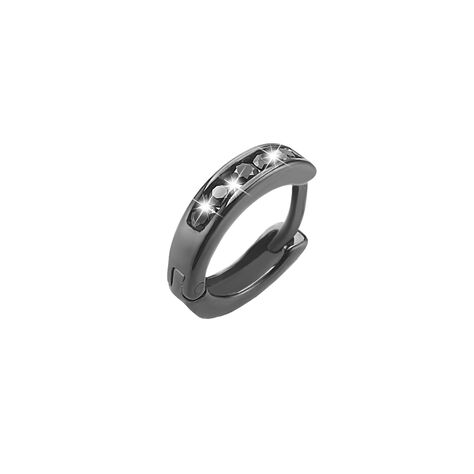 Mono Orecchino A Cerchio Gentleman Argento Nero Cubic Zirconia - Mono Orecchino Uomo | Stroili