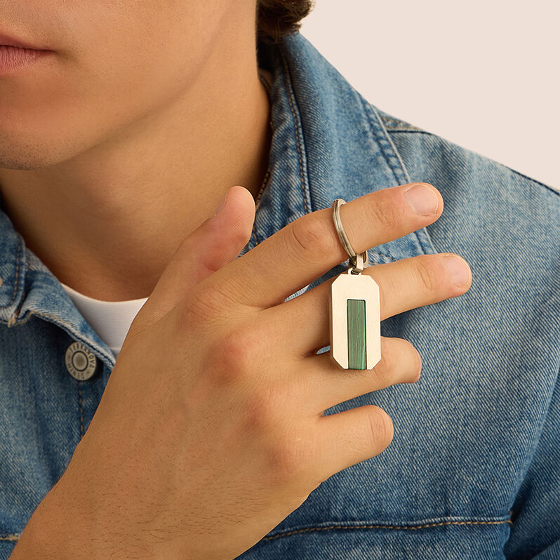 Portachiavi Man Code Acciaio Malachite - Portachiavi Uomo | Stroili