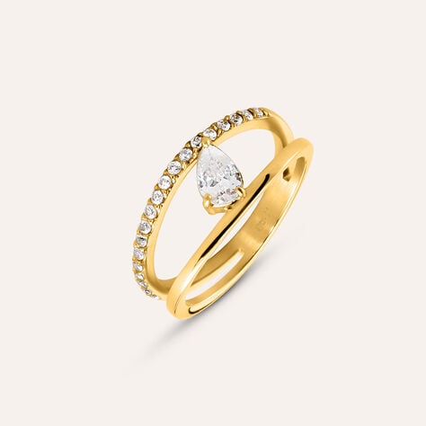 Anello Fantasia Radiance Acciaio Dorato Cubic Zirconia - Anelli con Pietre Donna | Stroili