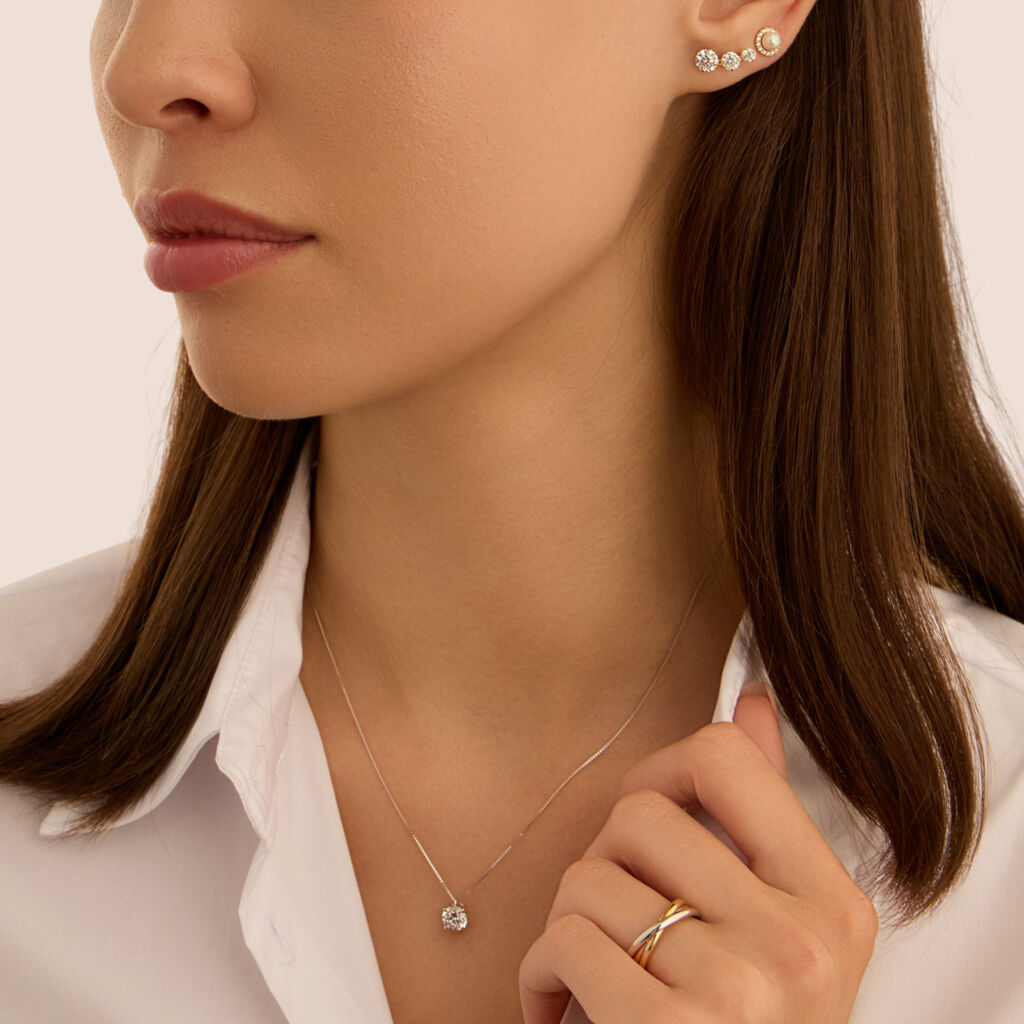 Orecchini Lobo Trilogy Bon Ton Oro Giallo Cubic Zirconia