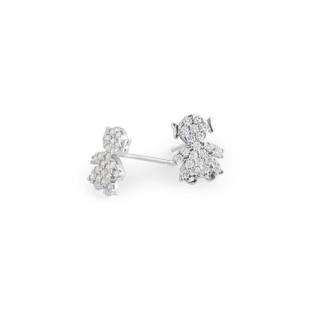 Orecchini Lobo Claire Oro Bianco Cubic Zirconia - Orecchini a Lobo Donna | Stroili
