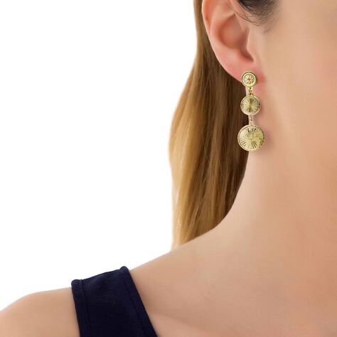 Orecchini pendenti mondo e raggi bronzo dorato - Orecchini Pendenti Donna | Stroili