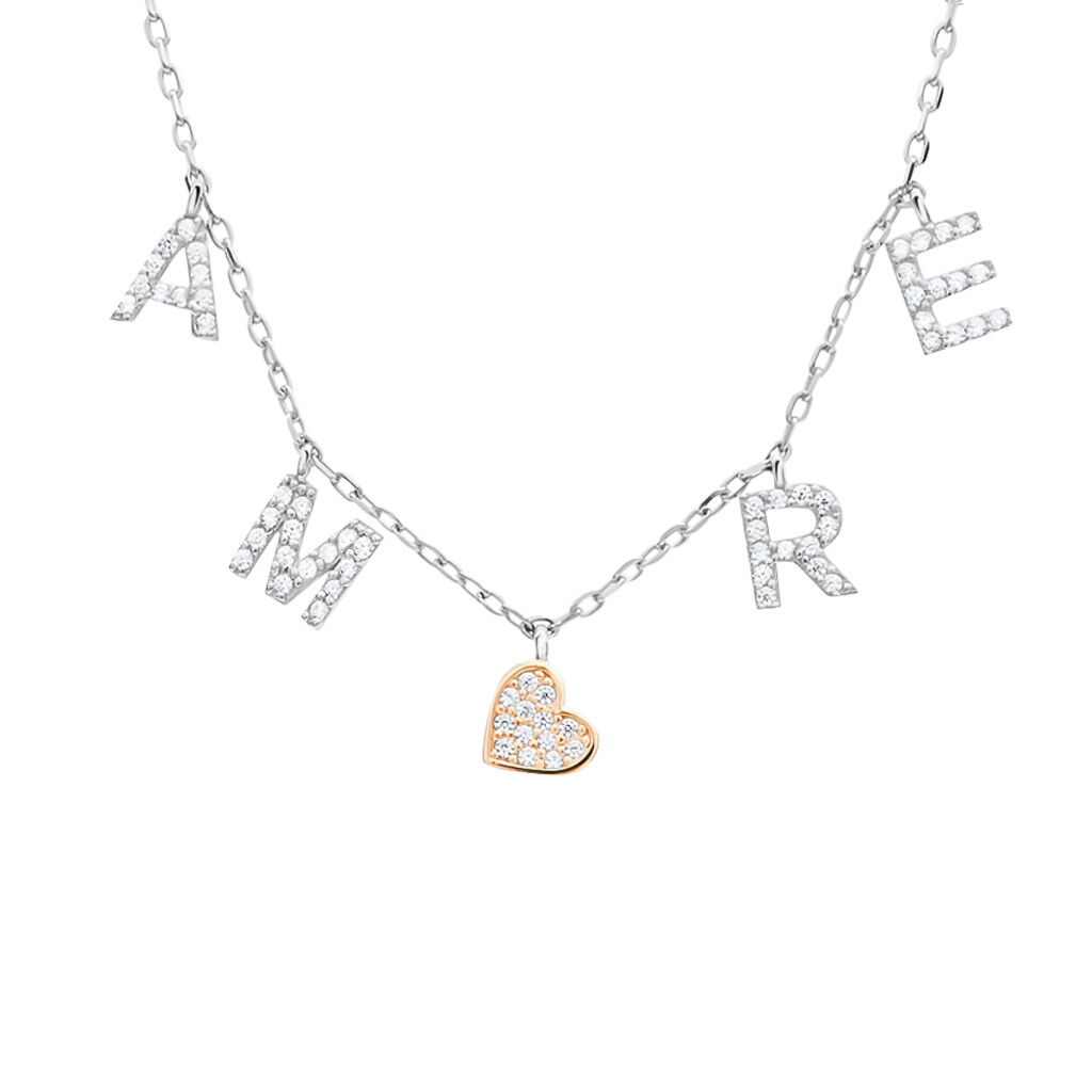 Collana Silver Moments Argento Bicolore Bianco / Rosa Cubic Zirconia