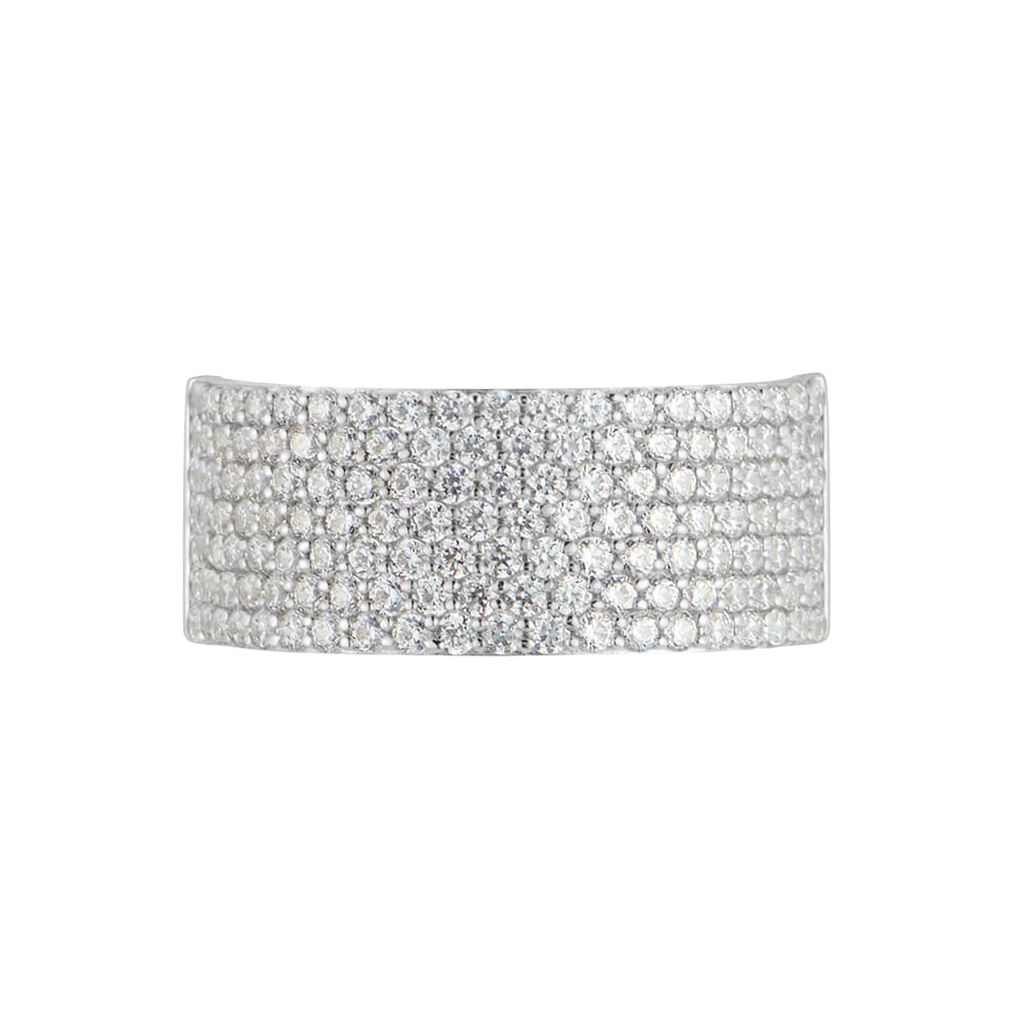 Anello Fascia Claire Oro Bianco Cubic Zirconia - Anelli a Fascia Larga Donna | Stroili