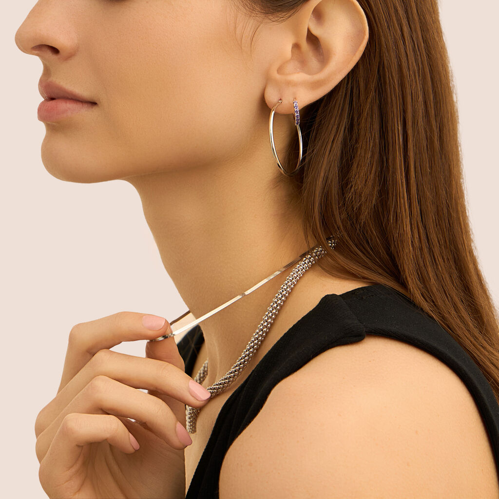 Orecchini A Cerchio Silver Rainbow Argento Rodiato Cubic Zirconia
