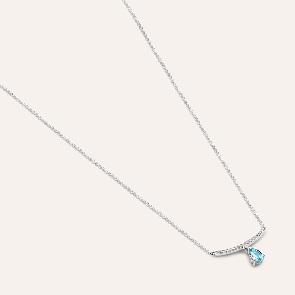 Collana Am&eacute;lie Oro Bianco Topazio Cubic Zirconia