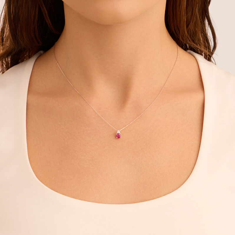 Collana Punto Luce Elizabeth Crown Oro Bianco Rubino Diamante - Collane Punto Luce Donna | Stroili