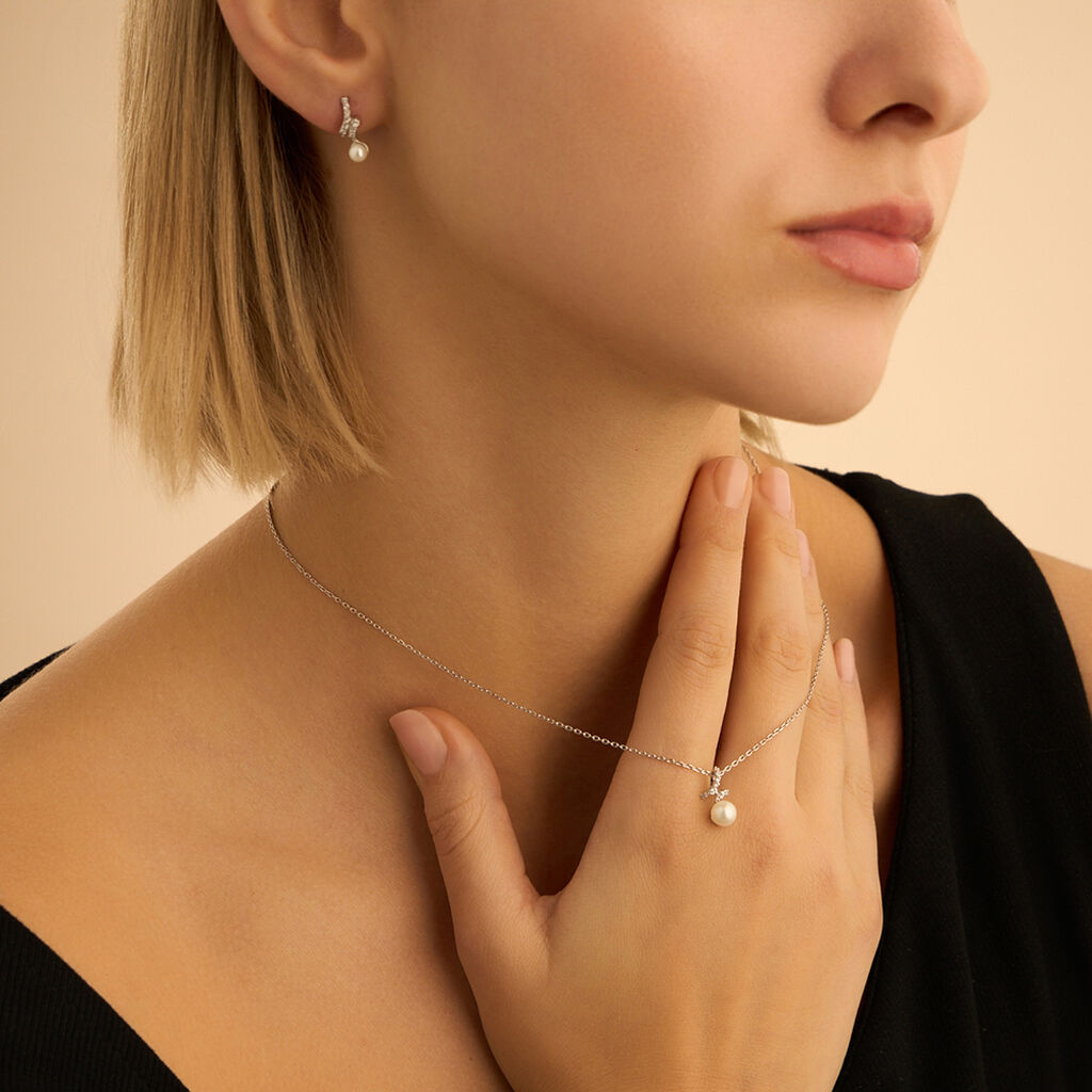 Collana Silver Pearls Argento Rodiato Perla sintentica Cubic Zirconia - Collane Donna | Stroili