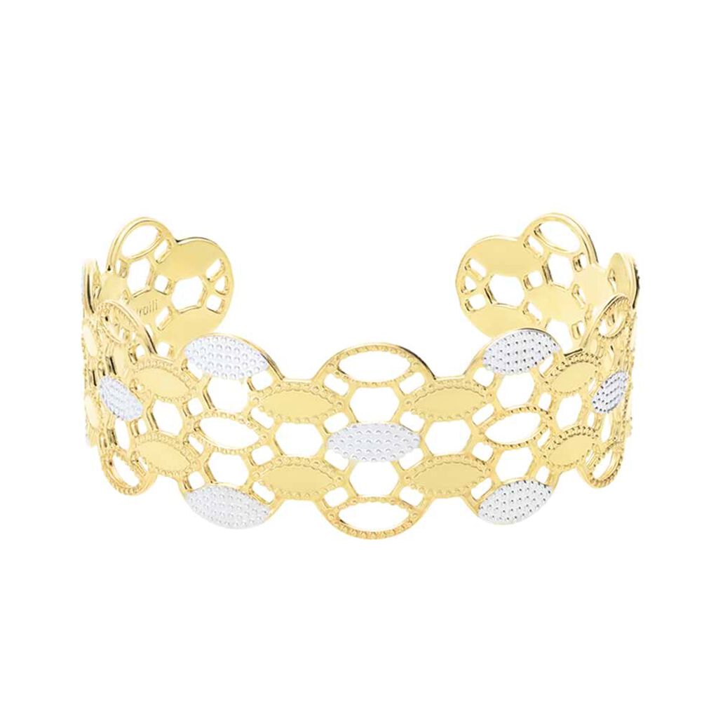 Bracciale rigido medium in bronzo dorato con cerchi