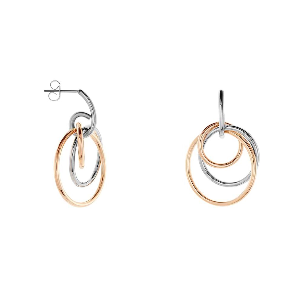 Orecchini Pendenti Lady Code Acciaio Bicolore Bianco / Rosa - Orecchini Pendenti Donna | Stroili
