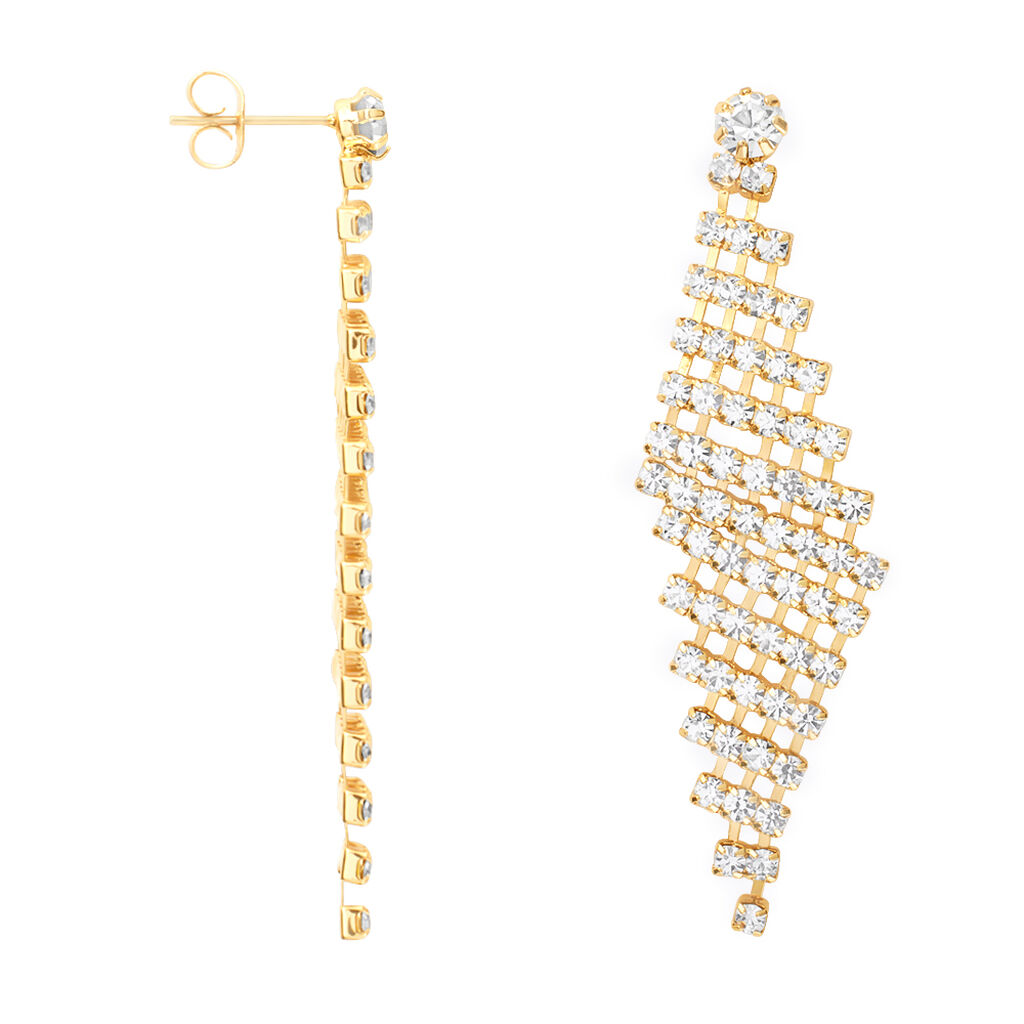 Orecchini Pendenti Romantic Shine Metallo Dorato Cristallo - Orecchini Pendenti Donna | Stroili