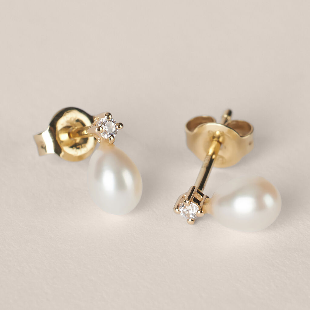 Orecchini Lobo Gabrielle Oro Giallo Perla D'Acqua Dolce Cubic Zirconia - Orecchini a Lobo Donna | Stroili