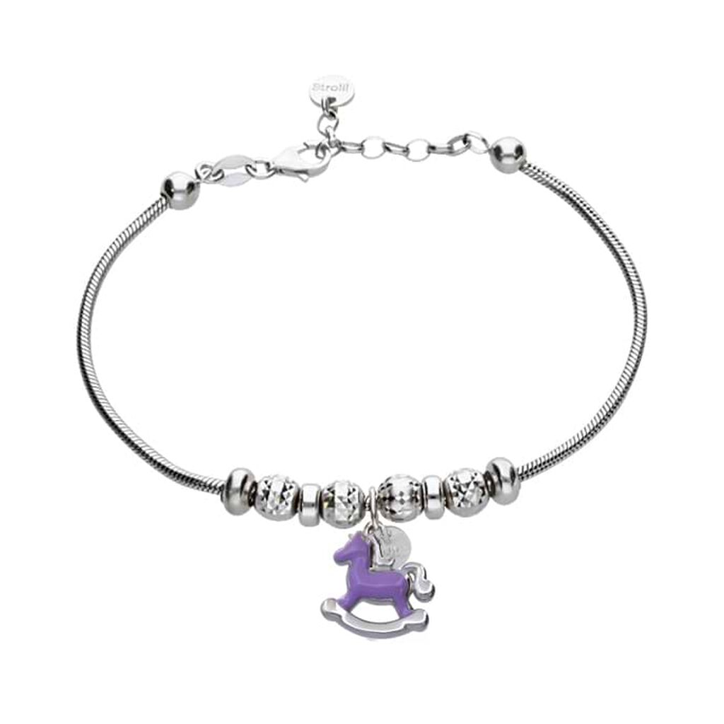 Charm cavallino a dondolo in argento rodiato e smalto - Charms Donna | Stroili