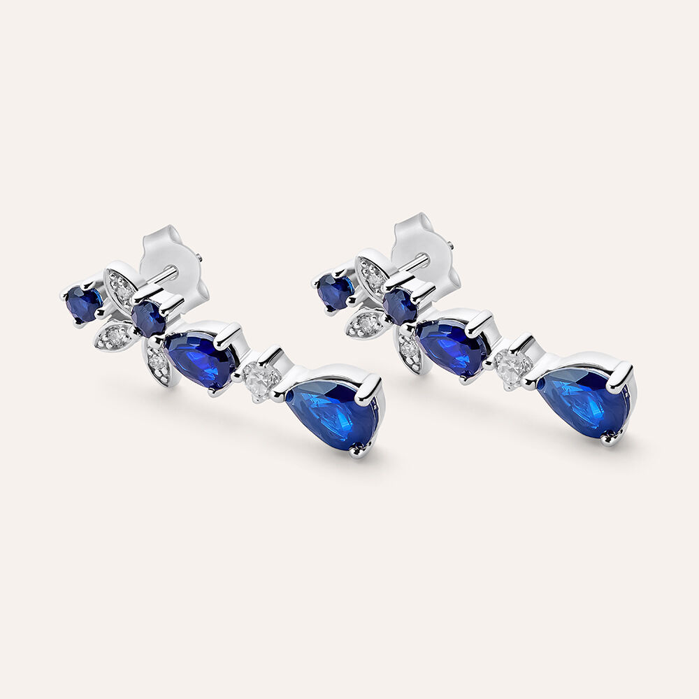 Orecchini Pendenti Charlotte Oro Bianco Zaffiro Diamante 1433628 Stroili