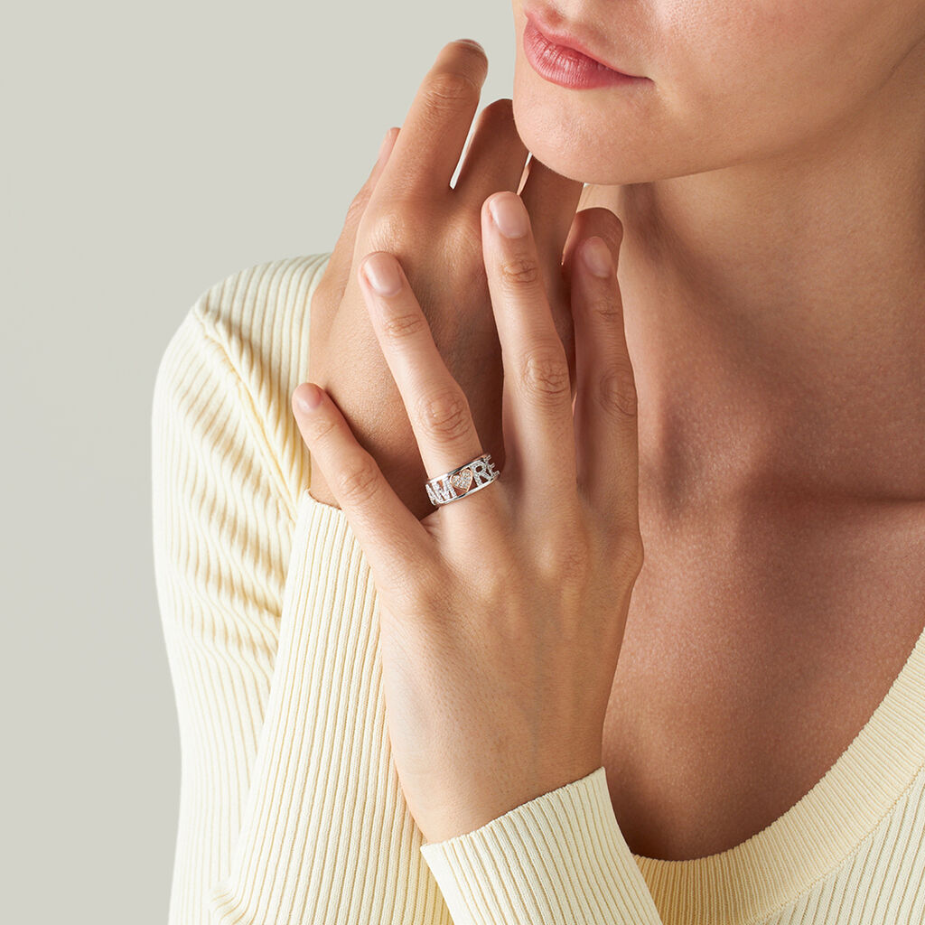 Anello Fantasia Silver Moments Argento Bicolore Bianco / Rosa Cubic Zirconia - Anelli con Pietre Donna | Stroili