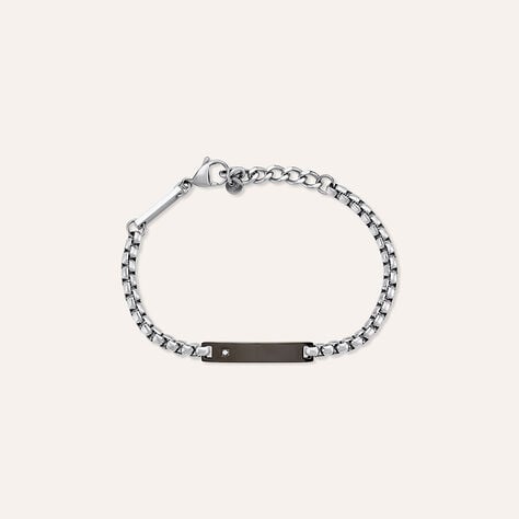 Bracciale Con Targhetta Man Code Acciaio Bicolore Bianco / Nero Cubic Zirconia - Bracciali con Incisione Uomo | Stroili