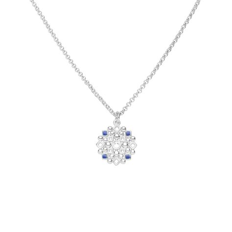Collana in ottone rodiato con ciondolo forma fiore: cristalli e smalto blu - Collane Donna | Stroili
